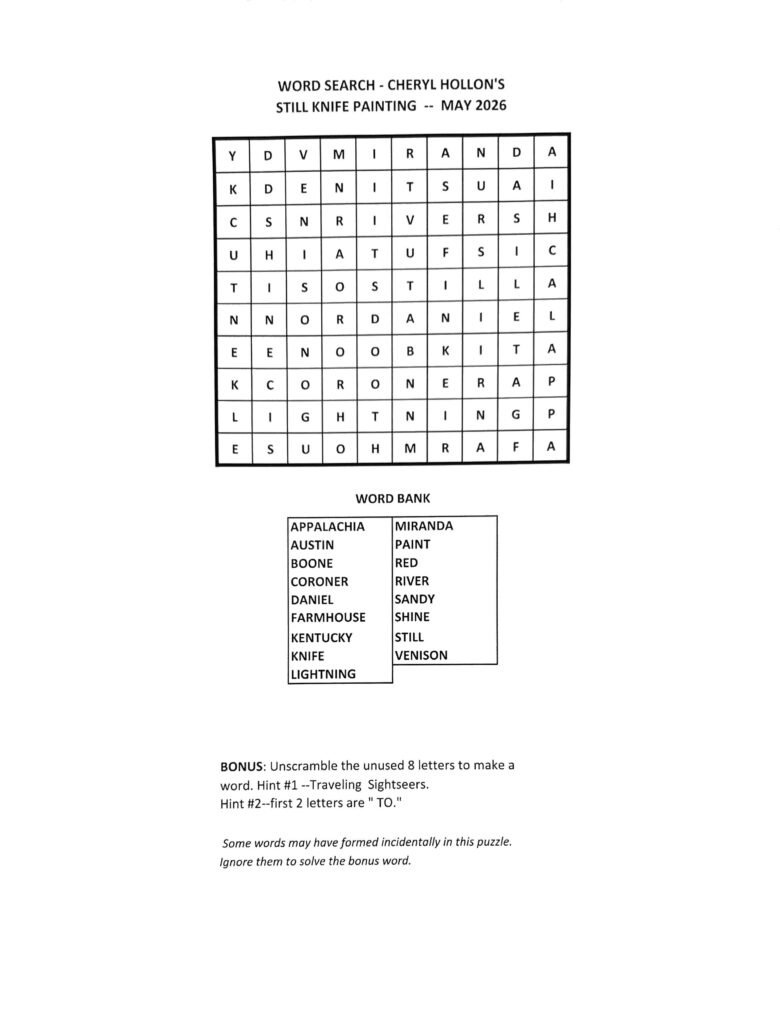 Word Search for Cheryl Hollon